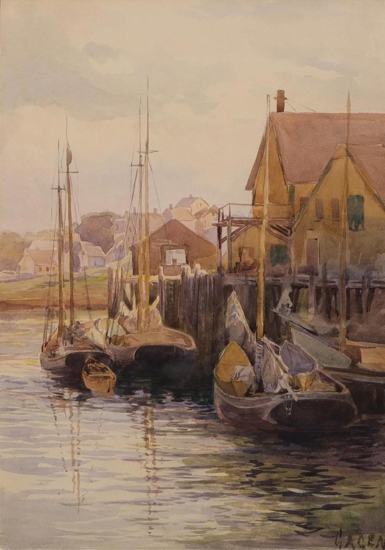 Robert Ford Gagen (1847-1926) - Wharf Scene, Late Afternoon