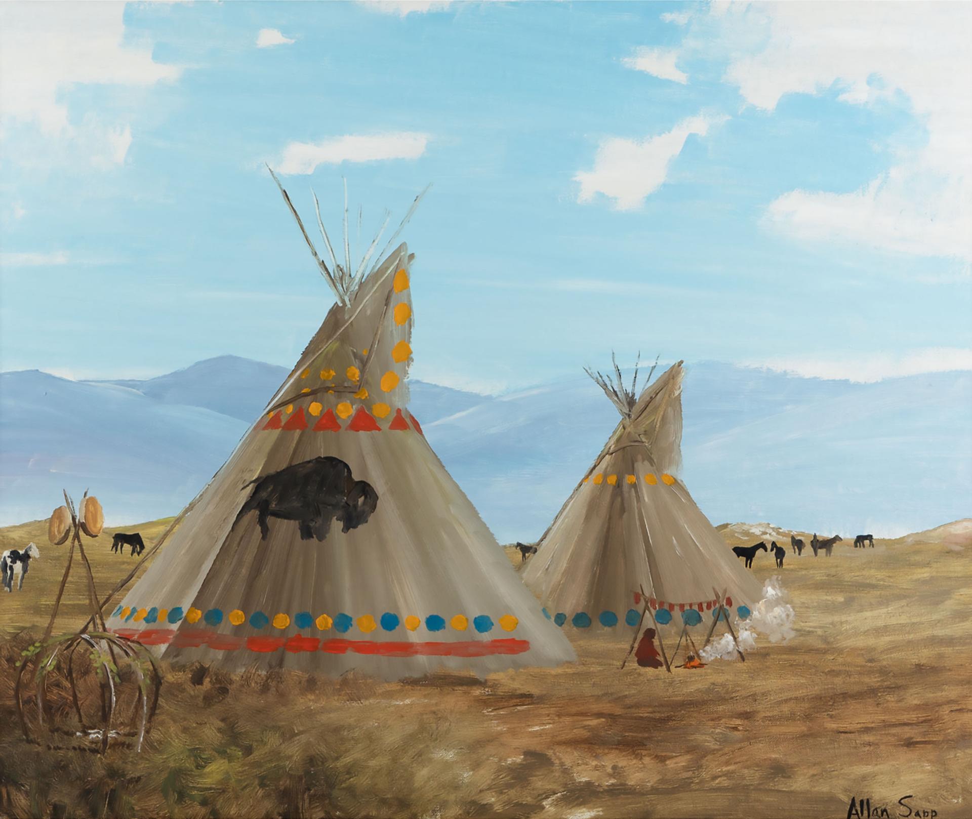 Allen Fredrick Sapp (1929-2015) - Campsite With Two Teepees