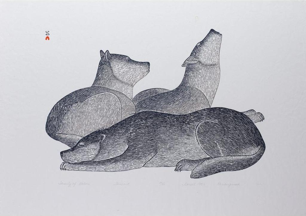 Kananginak Pootoogook (1935-2010) - Family Of Wolves