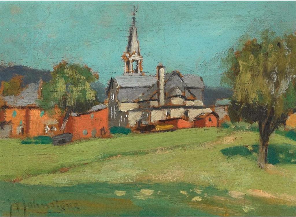 John Young Johnstone (1887-1930) - Country Village With Church