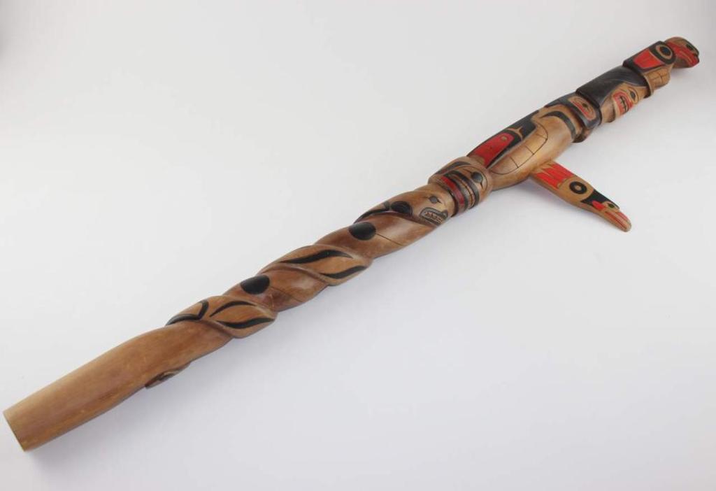Doug LaFortune (1953) - a carved and polychromed talking stick depicting Eagle