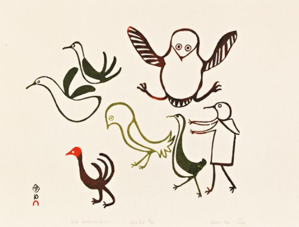 Lucy Qinnuayuak (1915-1982) - Birds Startled by Spirit, 1965