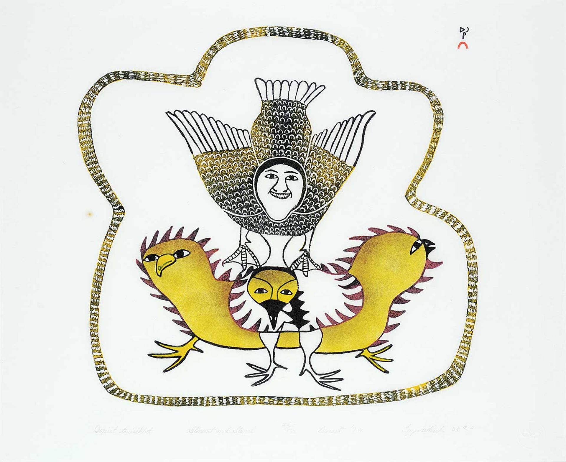 Eegyvudluk Pootoogook (1931-1999) - Oopiit Tanisiktuk [Owl Dance]  #26/50