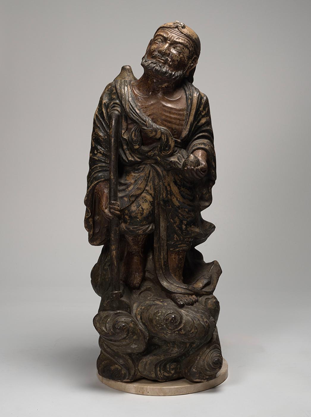 Chinese Art - A Large Polychromed Stone Figure of Li Tieguai, 19th Century