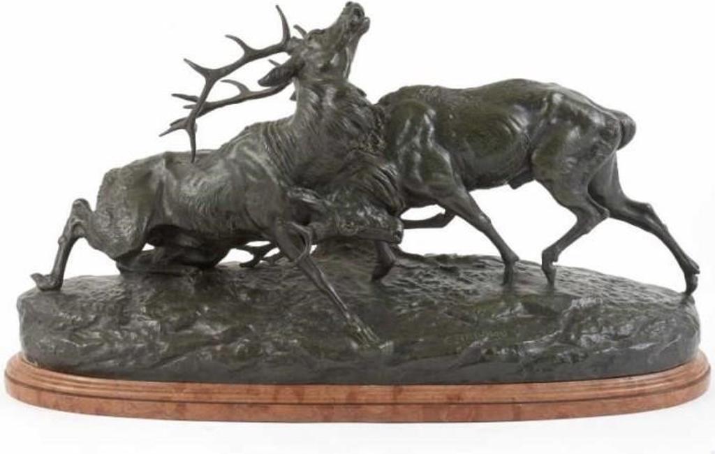 Clovis Edmond Masson (1838-1913) - Combat de cerfs (Combat of the stags)