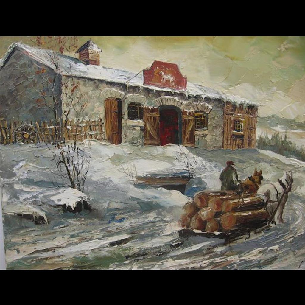 Claude Langevin (1942) - Horses Pulling Lumber