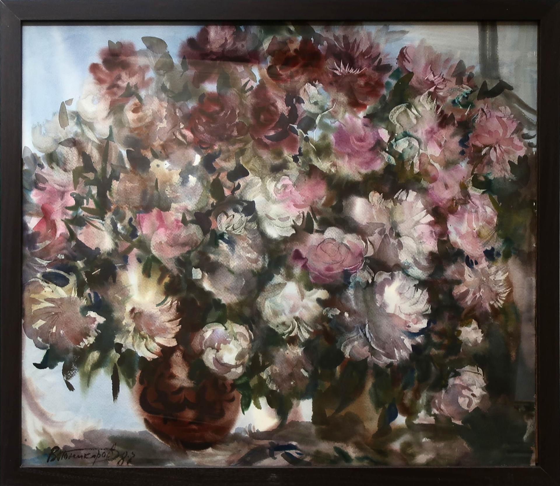Vasyl Ponikarov - Still Life (Flowers In A Red Vase)