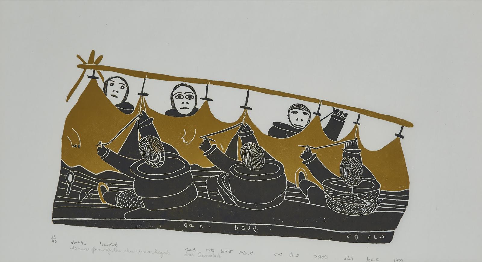 Leah Qumaluk (1934-1934) - Women Joining The Skins For A Kayak