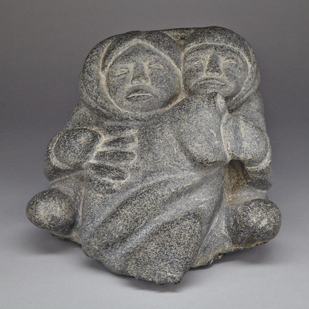 Kaka Ashoona (1928-1996) - Mother And Child Holding A Seal