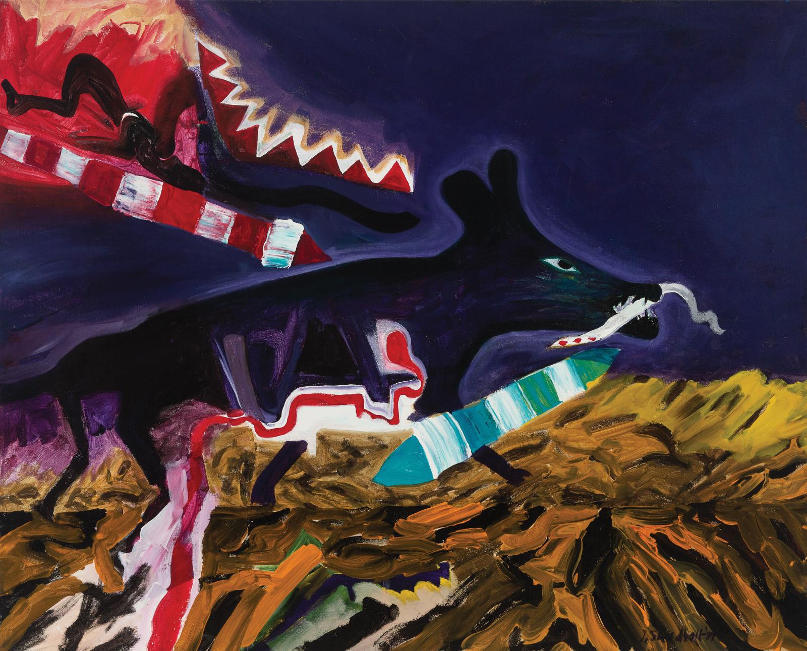 Jack Leaonard Shadbolt (1909-1998) - Night Field Predator, 1987