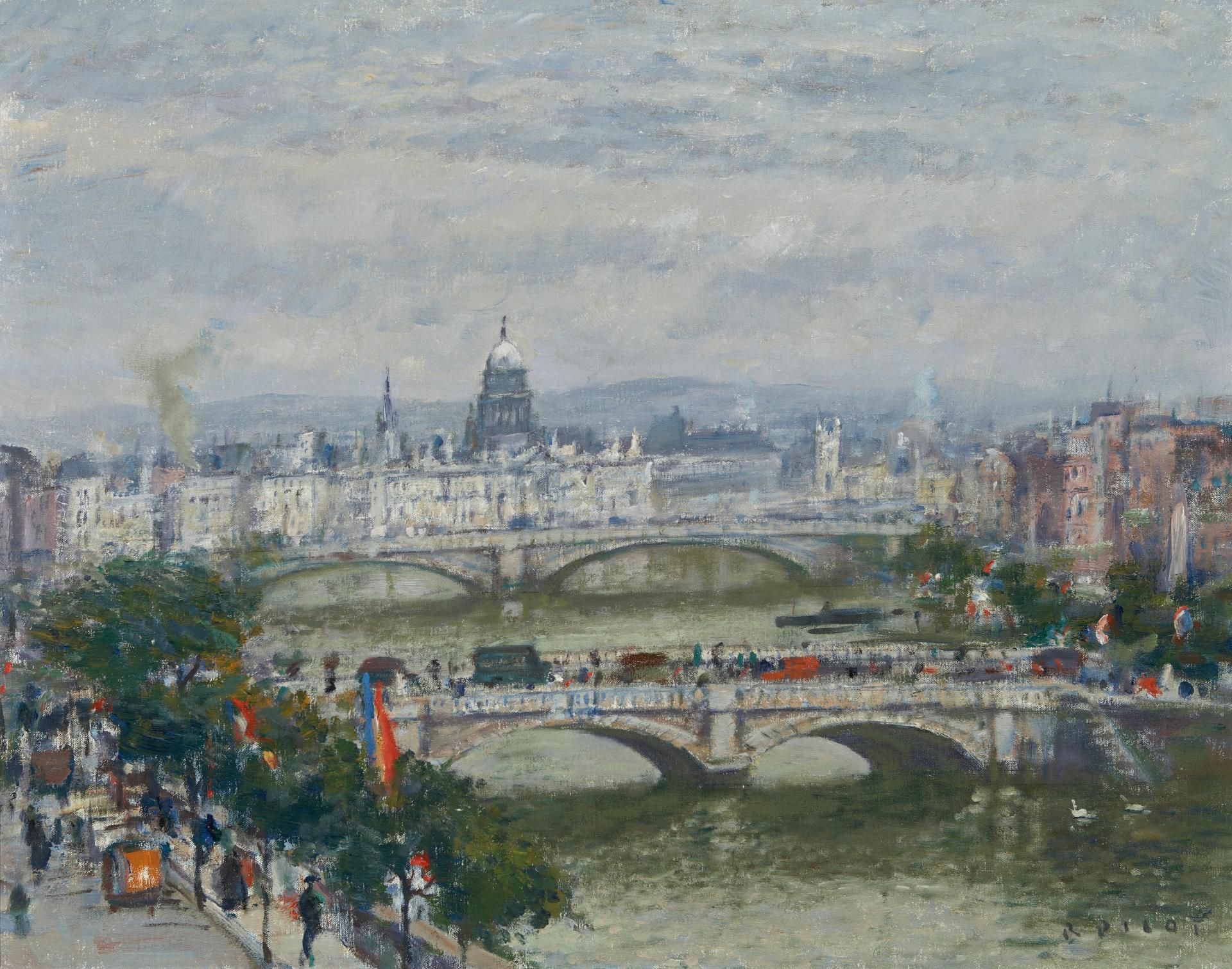 Robert Wakeham Pilot (1898-1967) - A view of Paris, looking over the Pont Neuf to Les Invalides