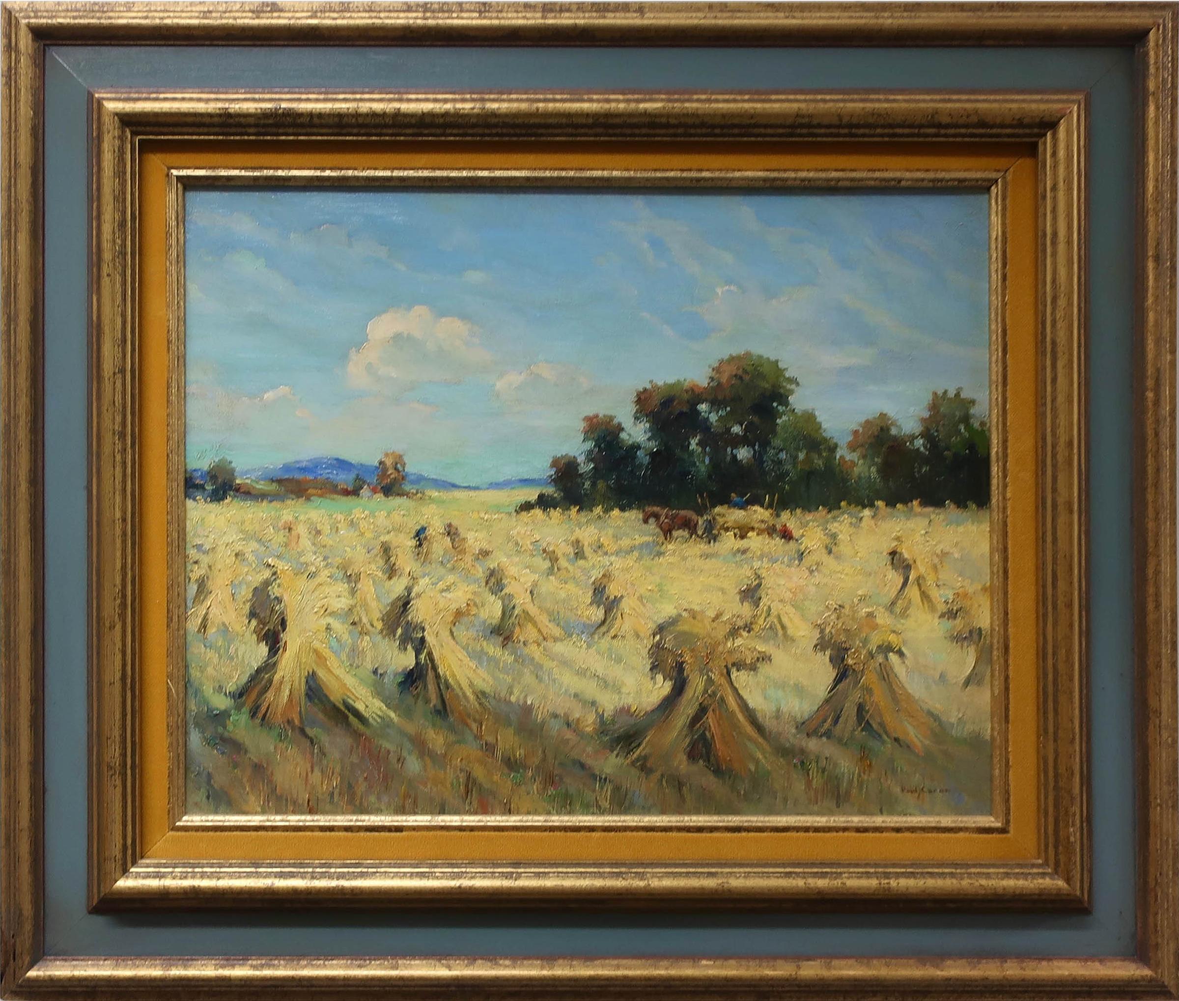 Paul Archibald Octave Caron (1874-1941) - Oat Sheaves - St. Anne De Bellevue, P.Q., Canada (Oke Hills In Distance)