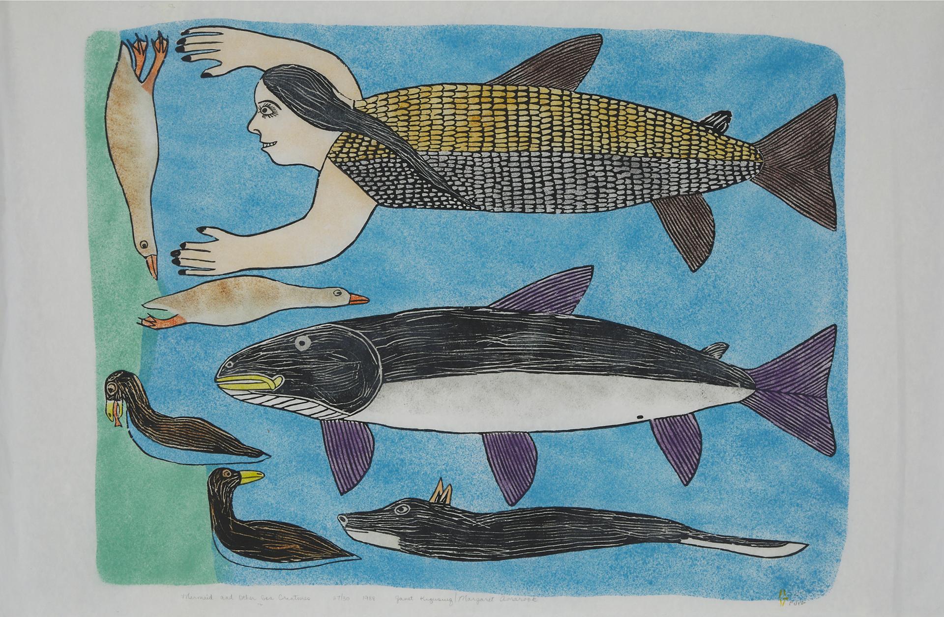 Janet Kigusiuq (1926-2005) - Mermaid And Other Sea Creatures, 1988