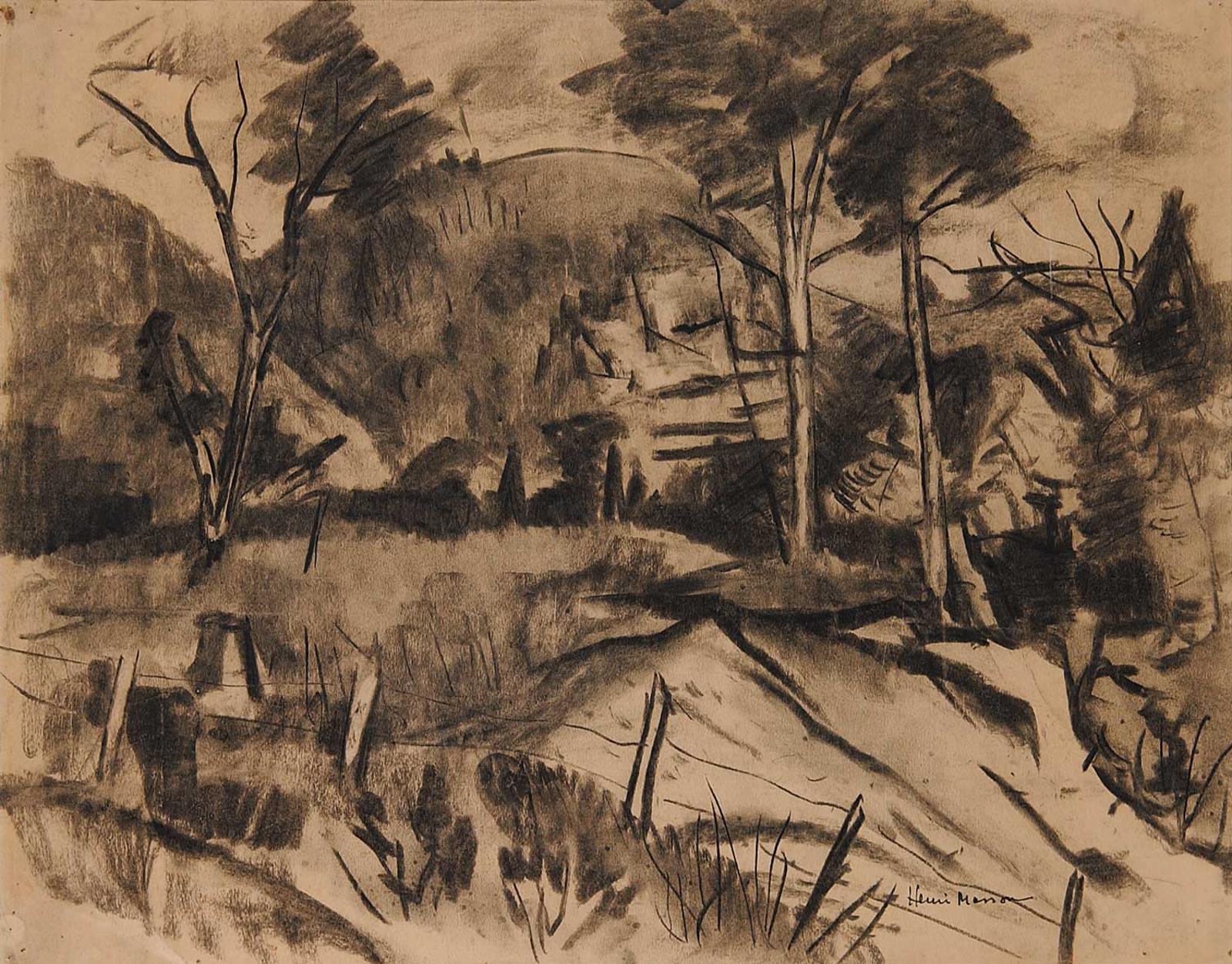 Henri Leopold Masson (1907-1996) - Untitled - Hill and Trees with Fence