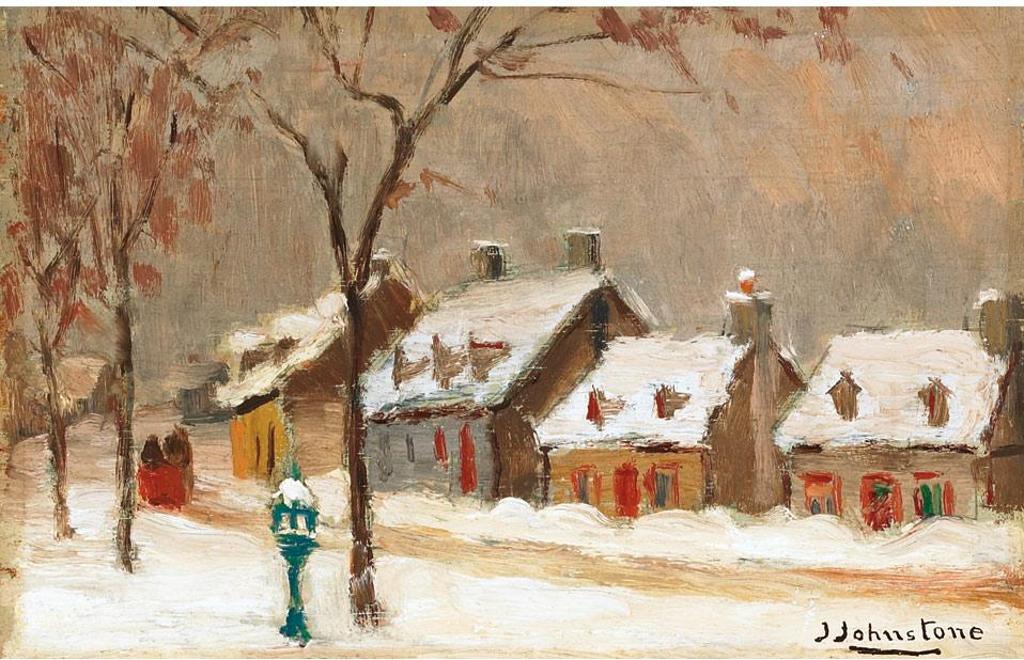 John Young Johnstone (1887-1930) - Street Scene With Red Sleigh