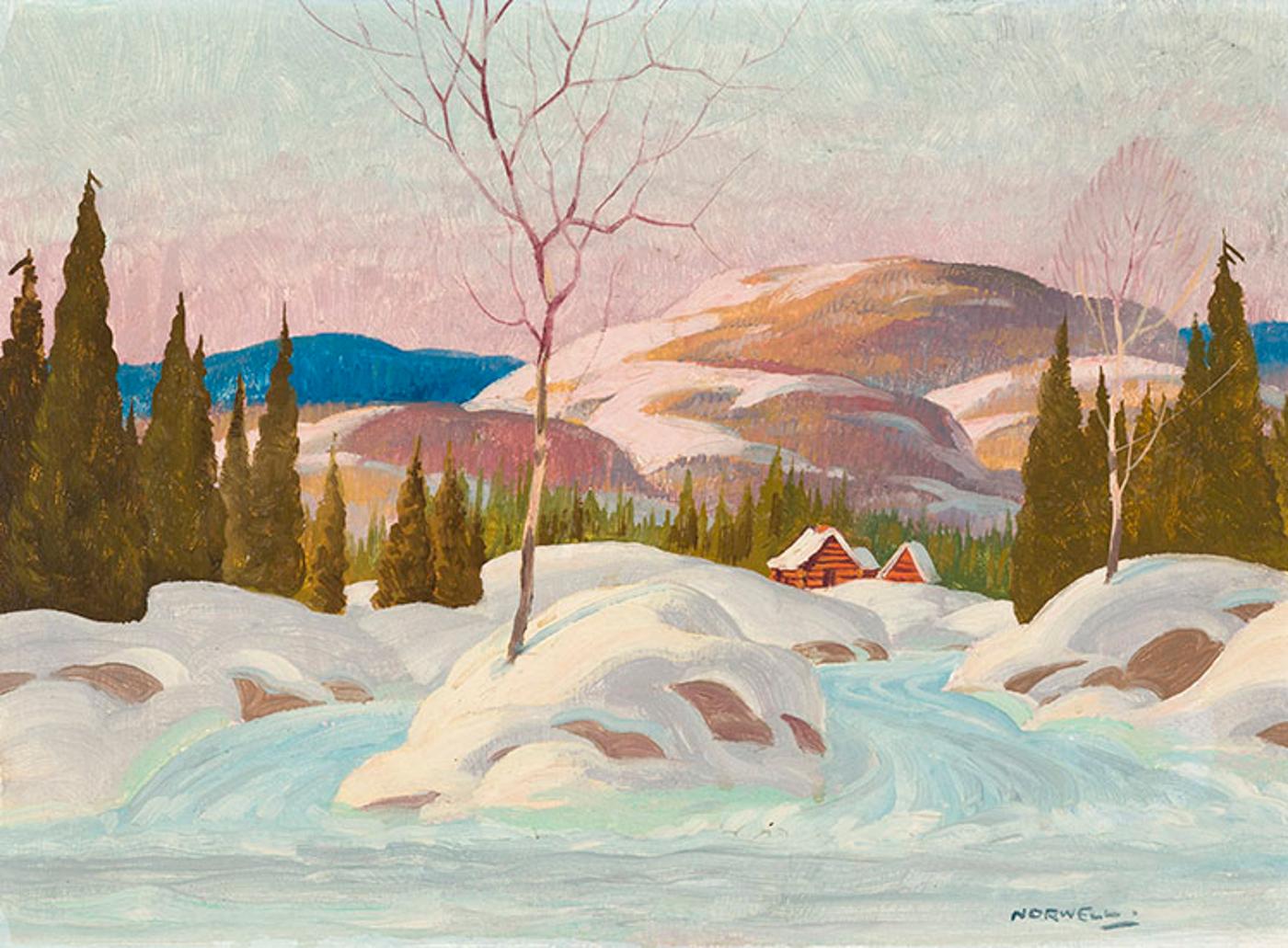 Graham Norble Norwell (1901-1967) - Winter Scene with Cabin