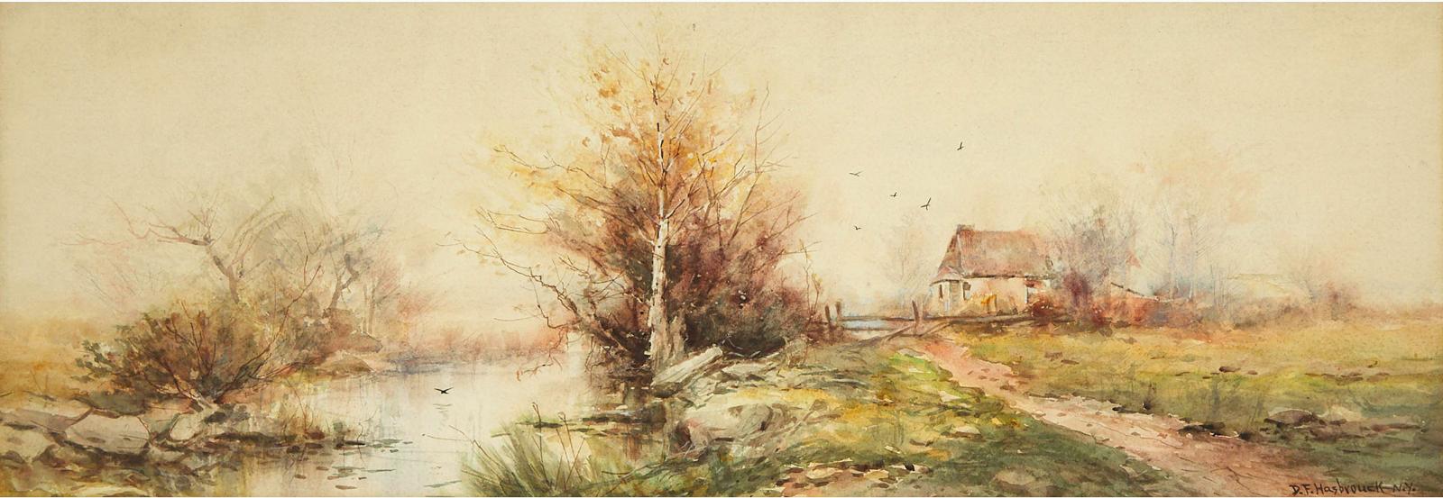 Dubois Fenelon Hasbrouck (1860-1934) - Upstate New York Cabin On The River