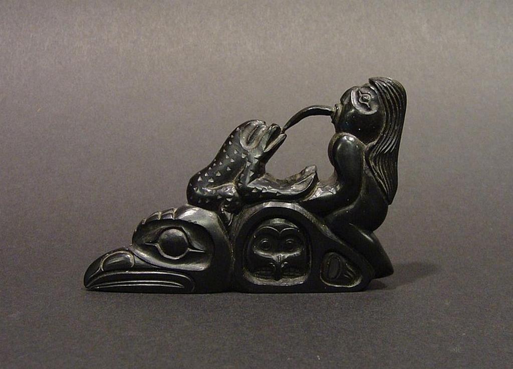 Pat Stephenson - a carved argillite panel pipe depicting Human