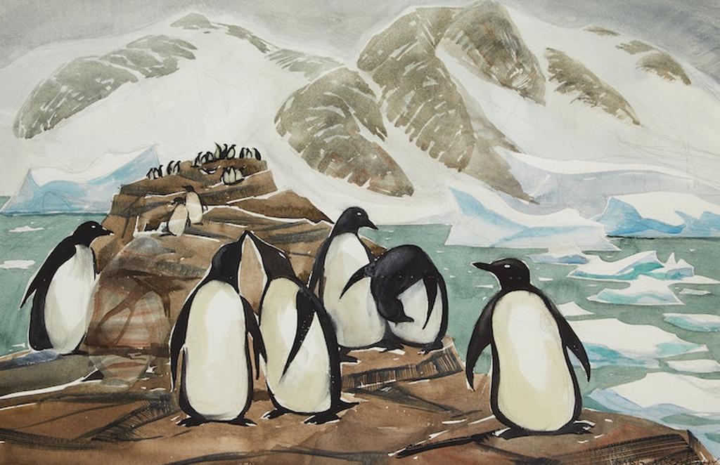Doris Jean McCarthy (1910-2010) - Adélie Penguins in the Antarctic