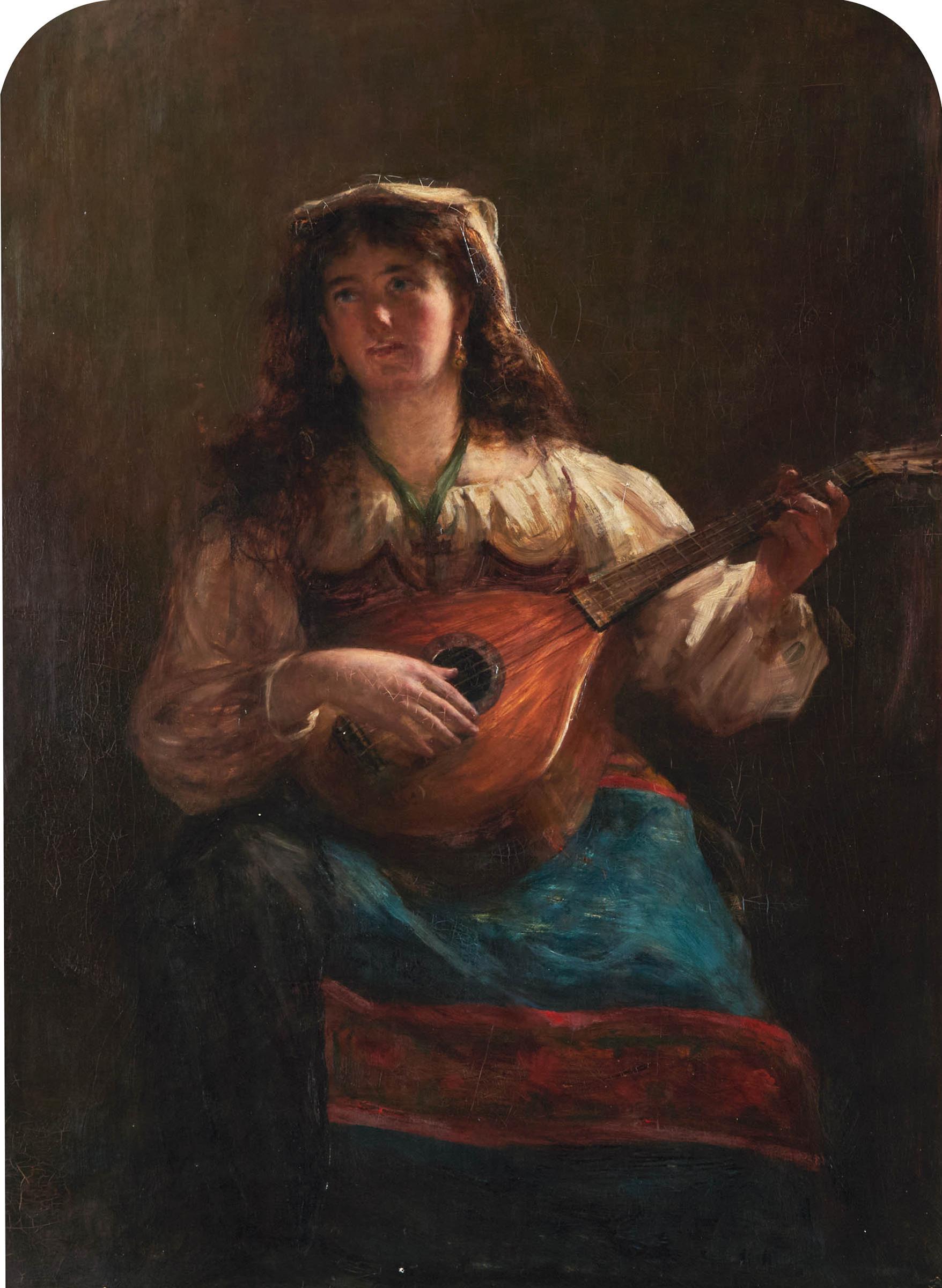 George Paul Chalmers - Girl Playing Guitar, 1870