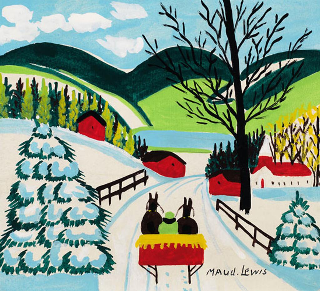Maud Kathleen Lewis (1903-1970) - Sleigh Approaching the Village