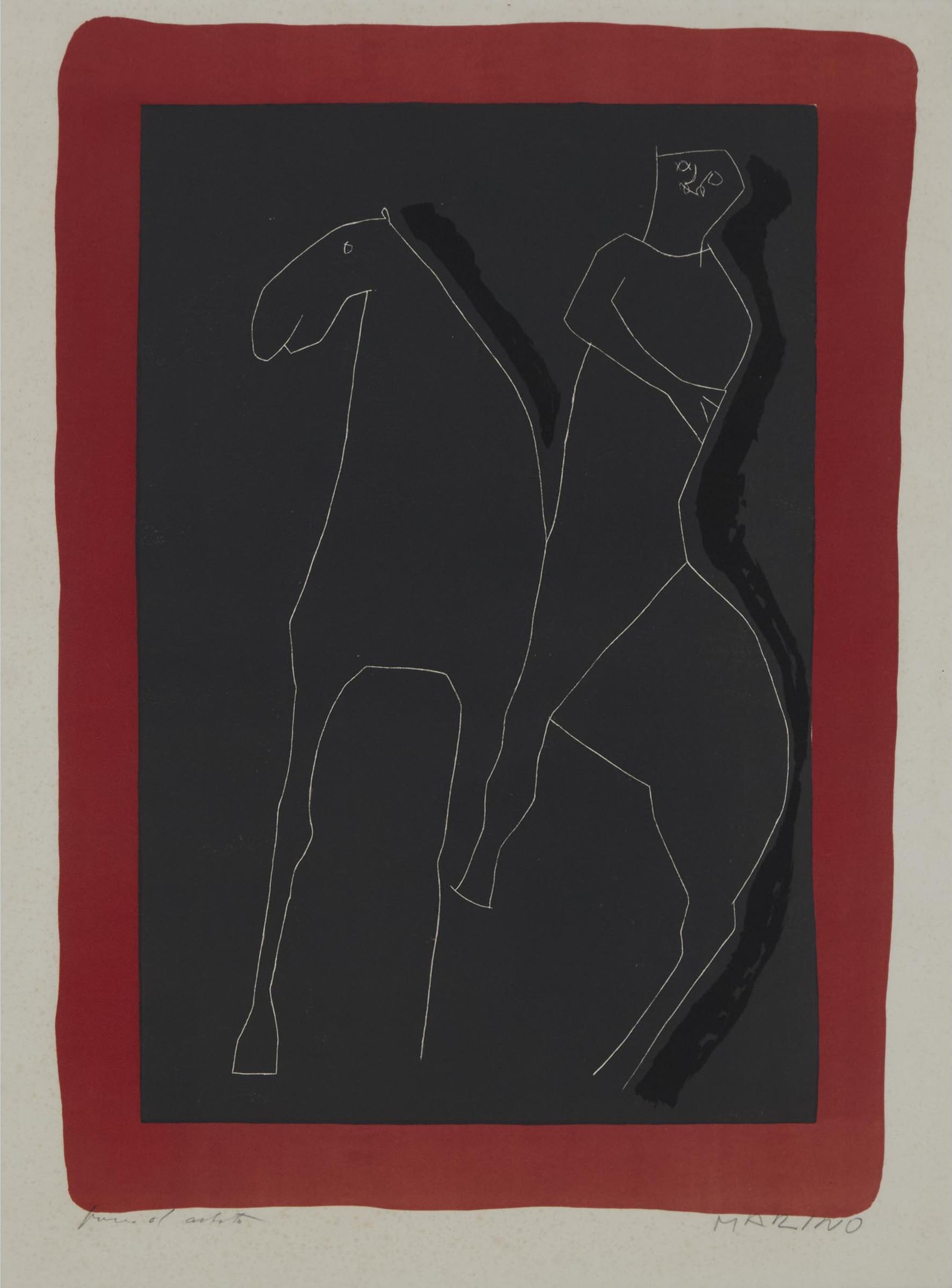 Marino Marini (1901-1980) - Chevalier Rouge Et Noir, 1955 [g. L62]