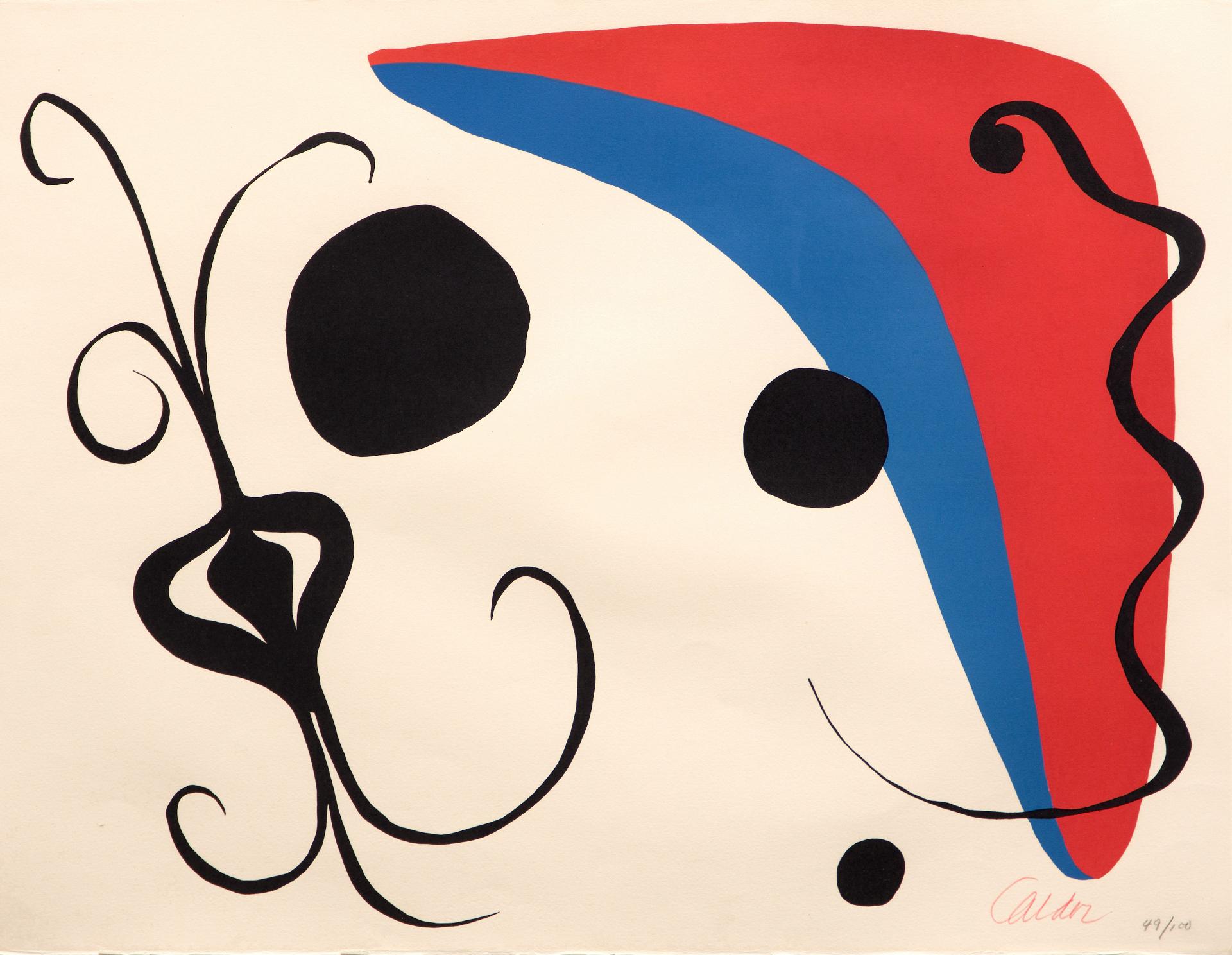 Alexander Calder (1898-1976) - Boomerang rouge et bleu avec oignon, c. 1965