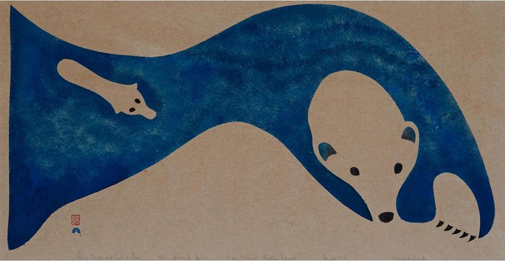 Niviaxie (1908-1959) - Polar Bear And Cub In Ice