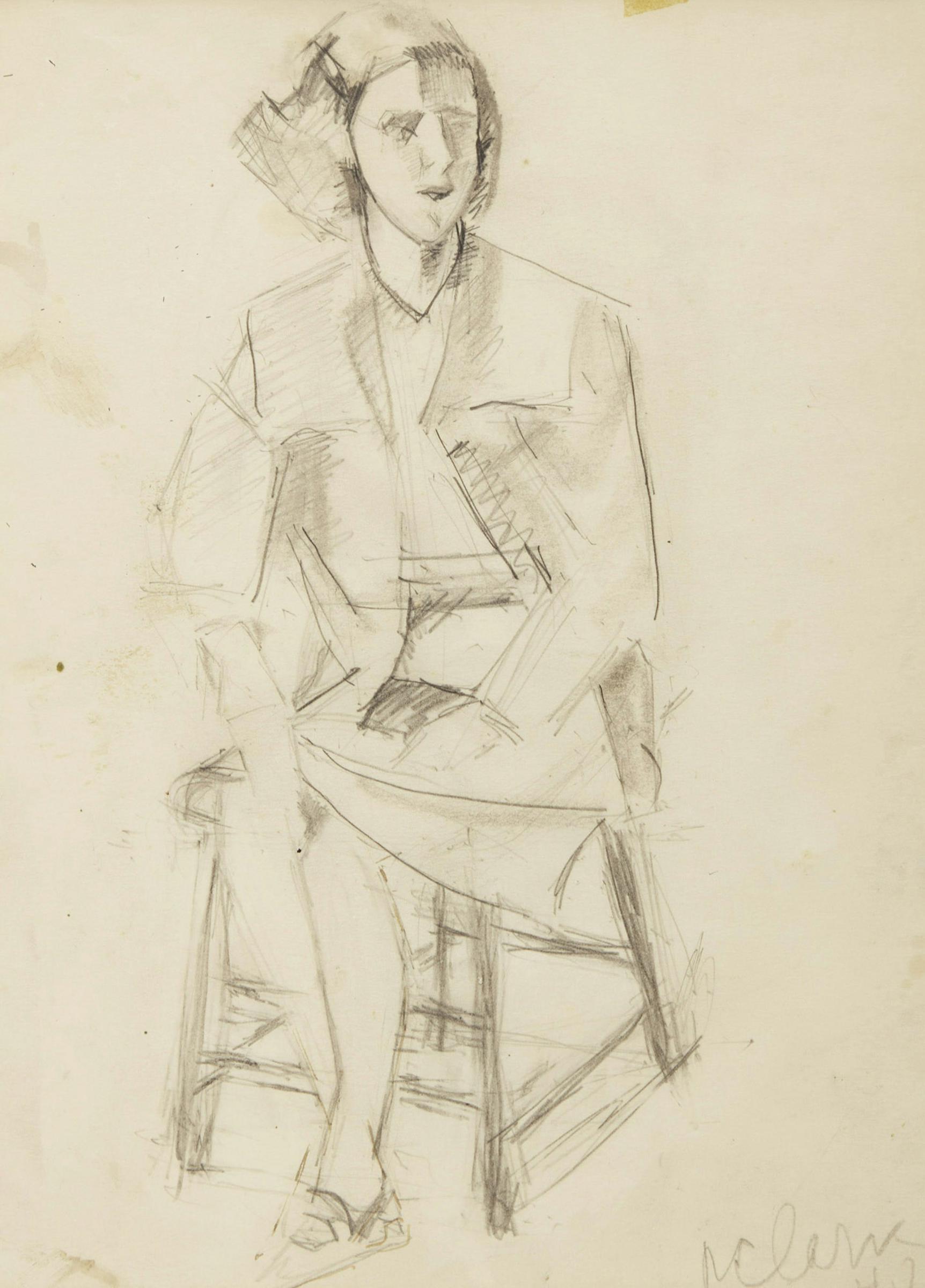 Paraskeva Plistik Clark (1898-1986) - Study for Model in My Blue Suit, 1940