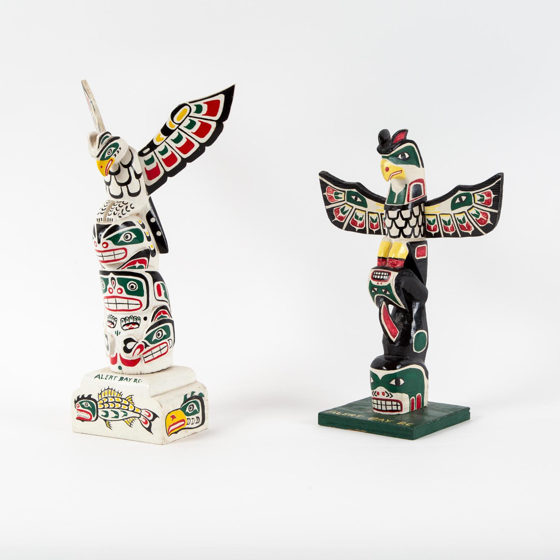 Lloyd Wadhams - Two Painted Model Totems Ca. 1930
