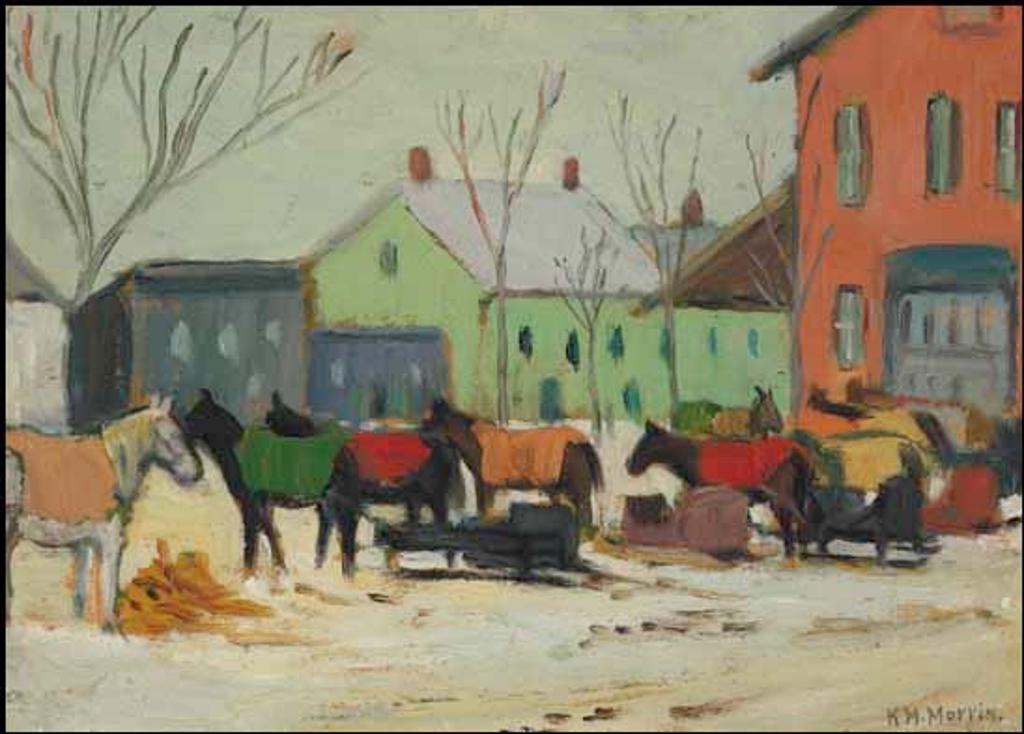 Kathleen Moir Morris (1893-1986) - Market in Winter, Berthierville, Quebec