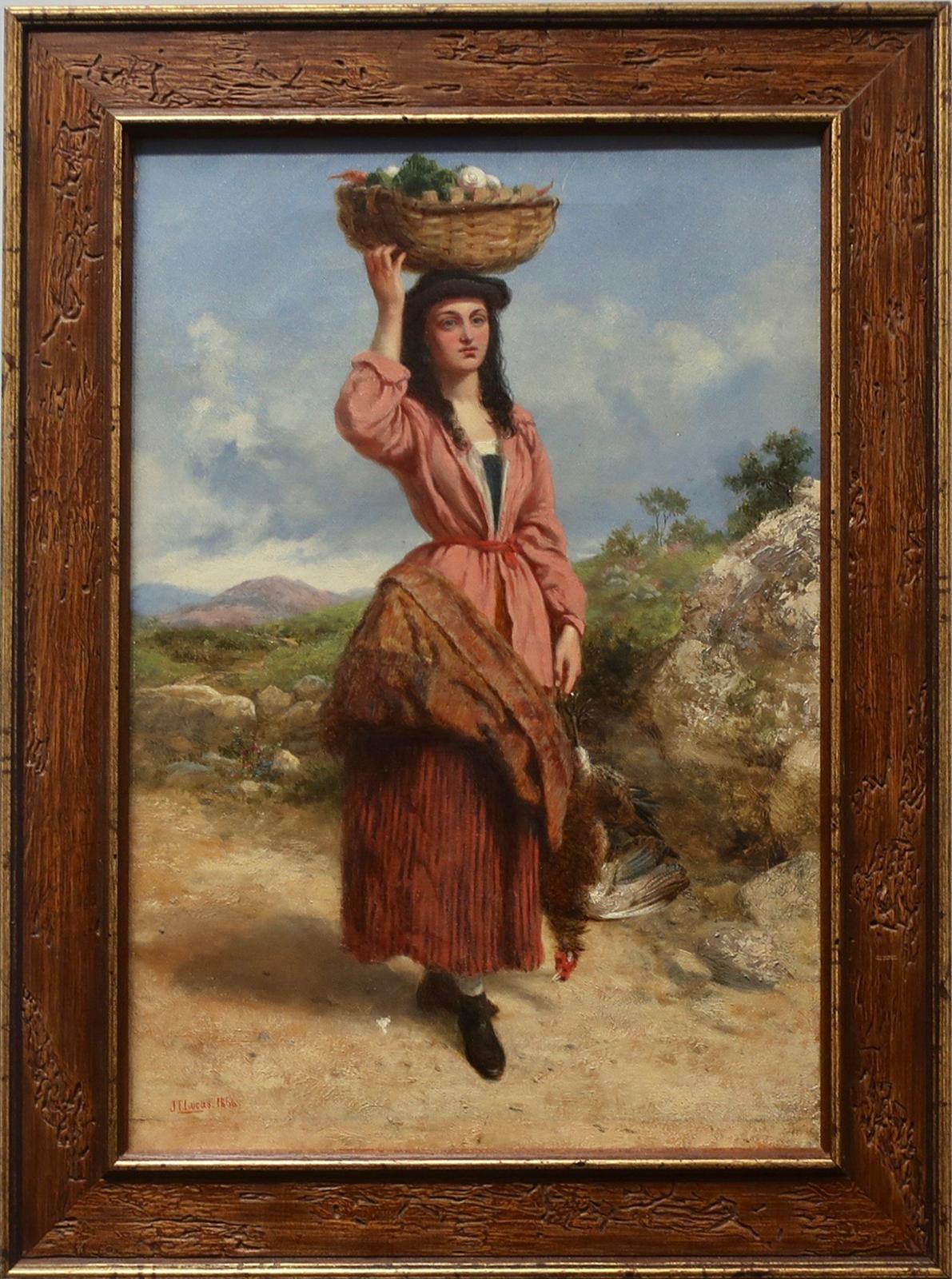 John Templeton Lucas (1836-1880) - Girl With Basket Of Vegetables And Still Life