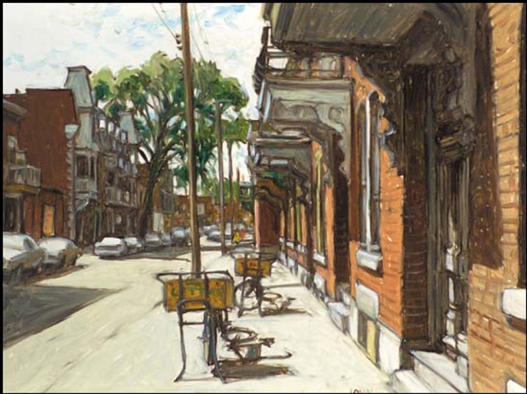 John Geoffrey Caruthers Little (1928-1984) - Une journée estivale, rue de l'Hôtel de Ville d'autrefois - Montréal