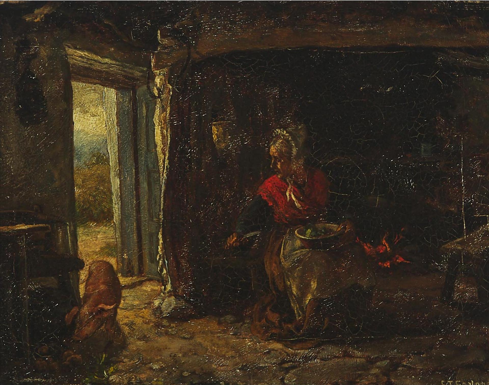 C.T. Coplands - Rustic Interior (Woman Startled By A Pig)