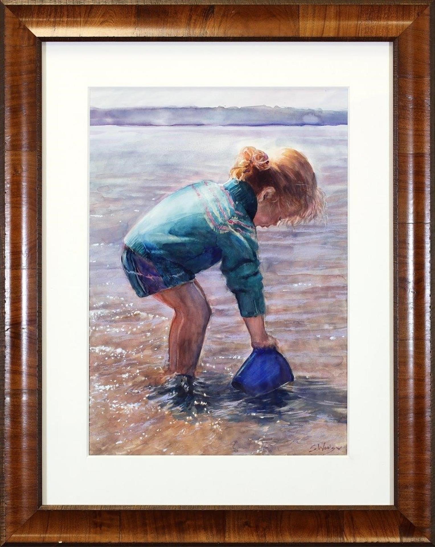 Susan Woolgar (1955) - Untitled, Little Girl Wading with Water Pail