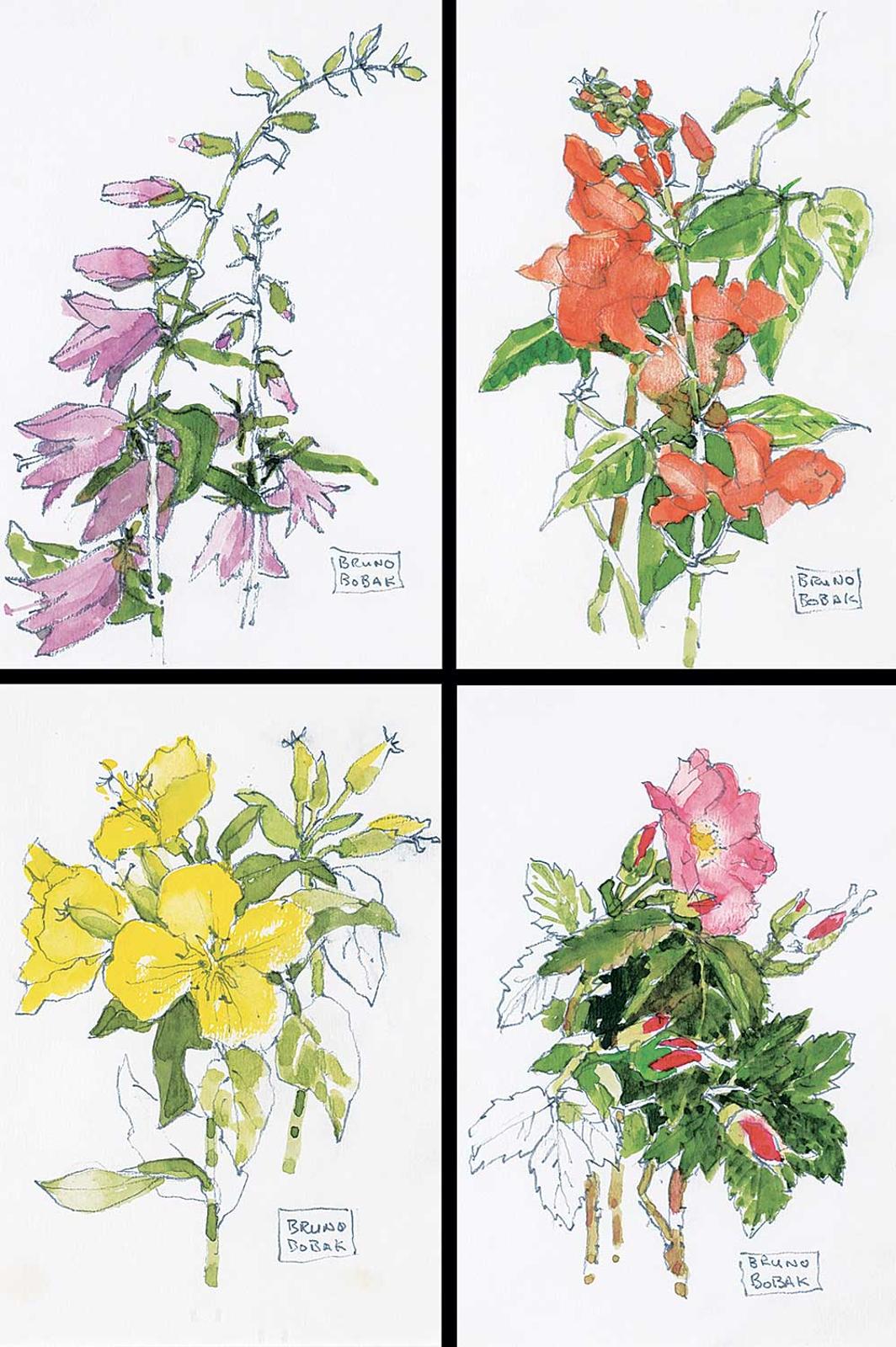 Bruno Joseph Bobak (1923-2012) - Four Flower Studies