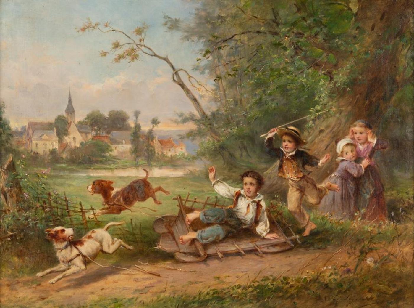 Eugene Joseph Lejeune (1818-1897) - Les Enfants Jouent