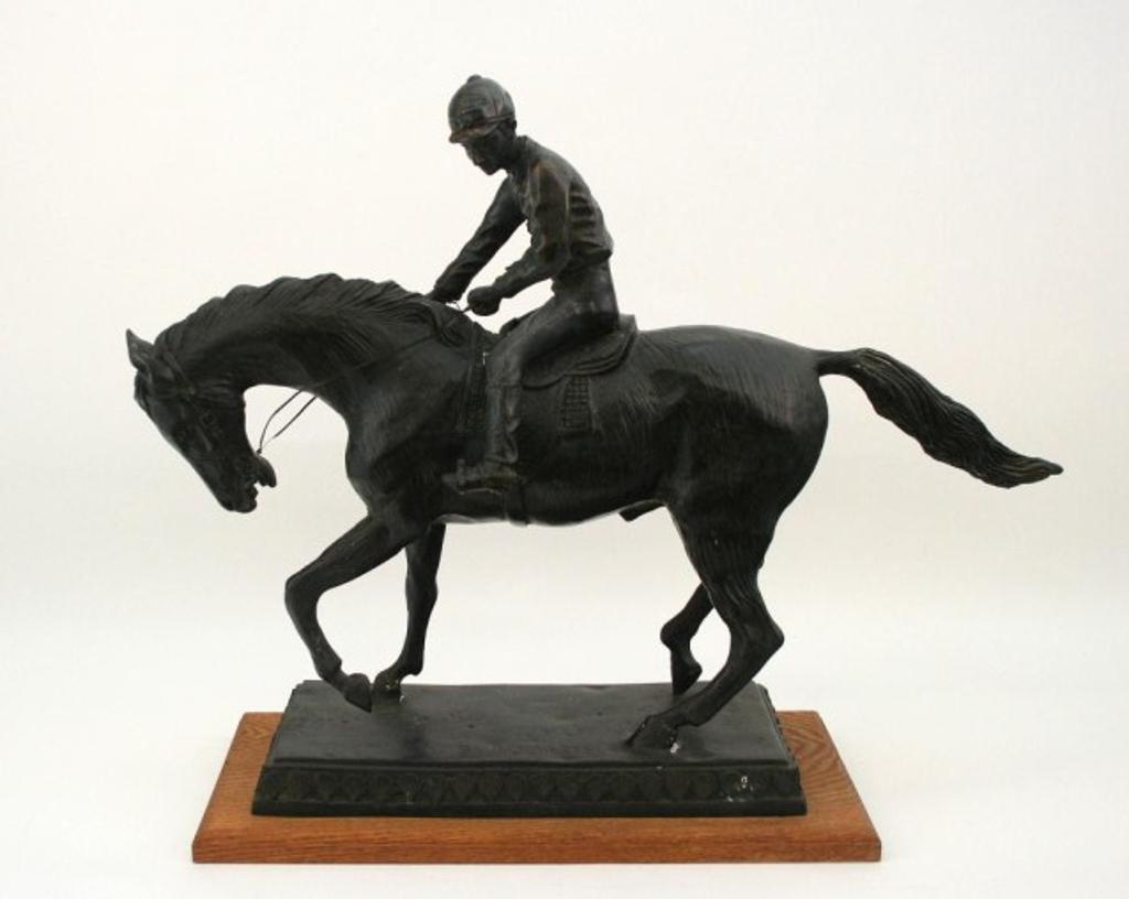 Bruno Yartel - - Bronze cast of a horse with jockey up