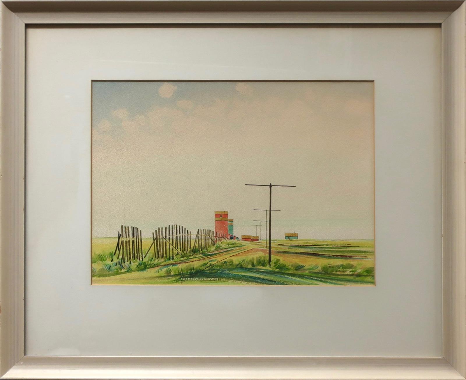 Robert Newton Hurley (1894-1980) - Untitled (Red & Green Grain Elevators)