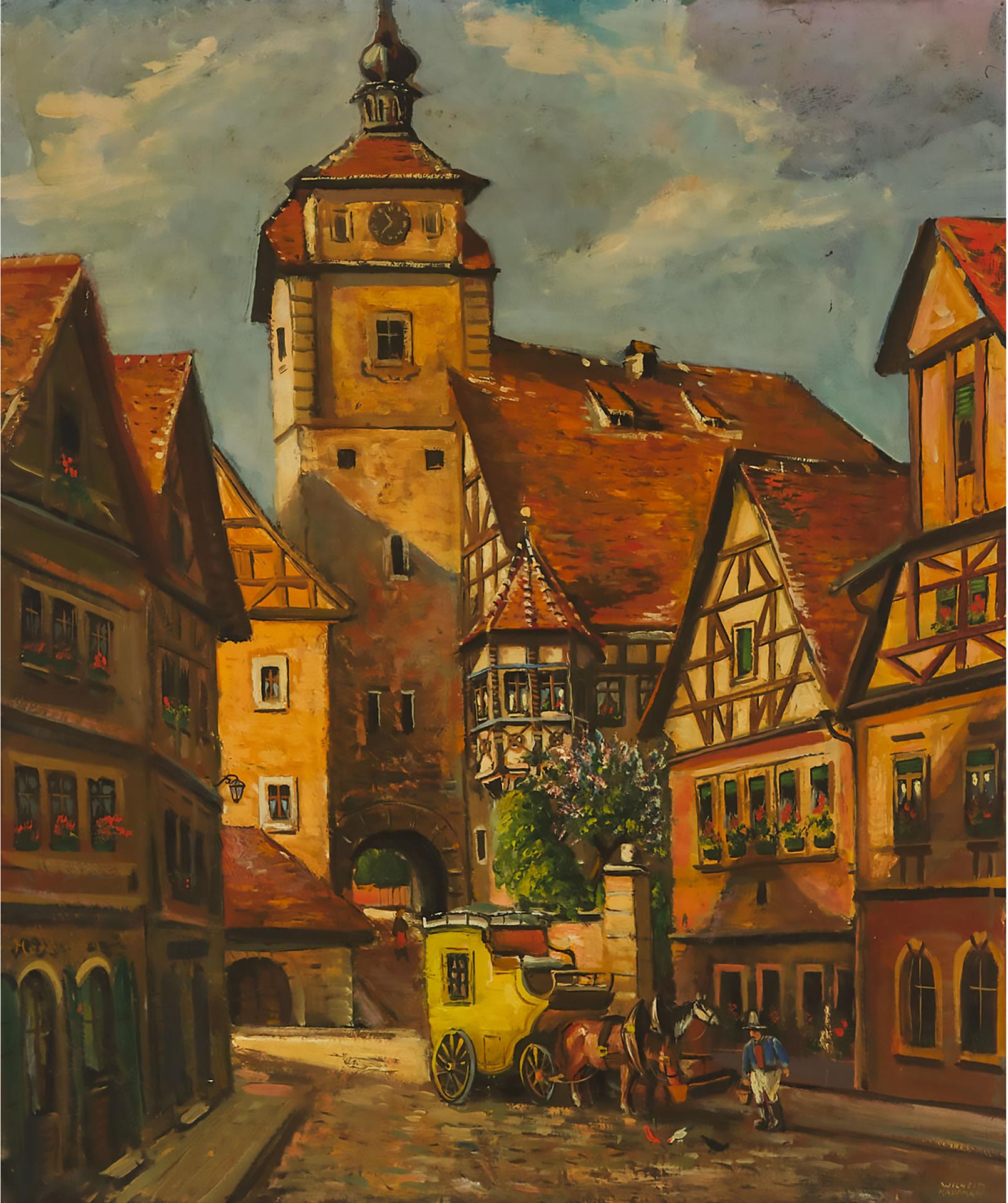 Wilhelm Kaufmann - Rothenburg Ob Der Tauber (Town Scene With Coach And Driver Outside)