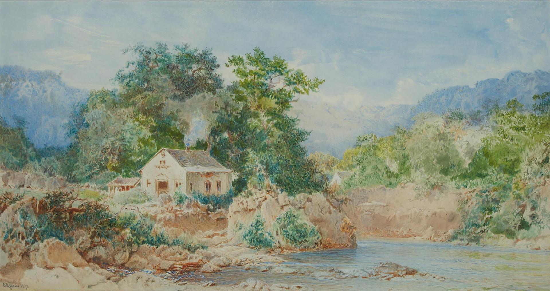 Otto Rheinhold Jacobi (1812-1901) - Cottage By The River, 1873