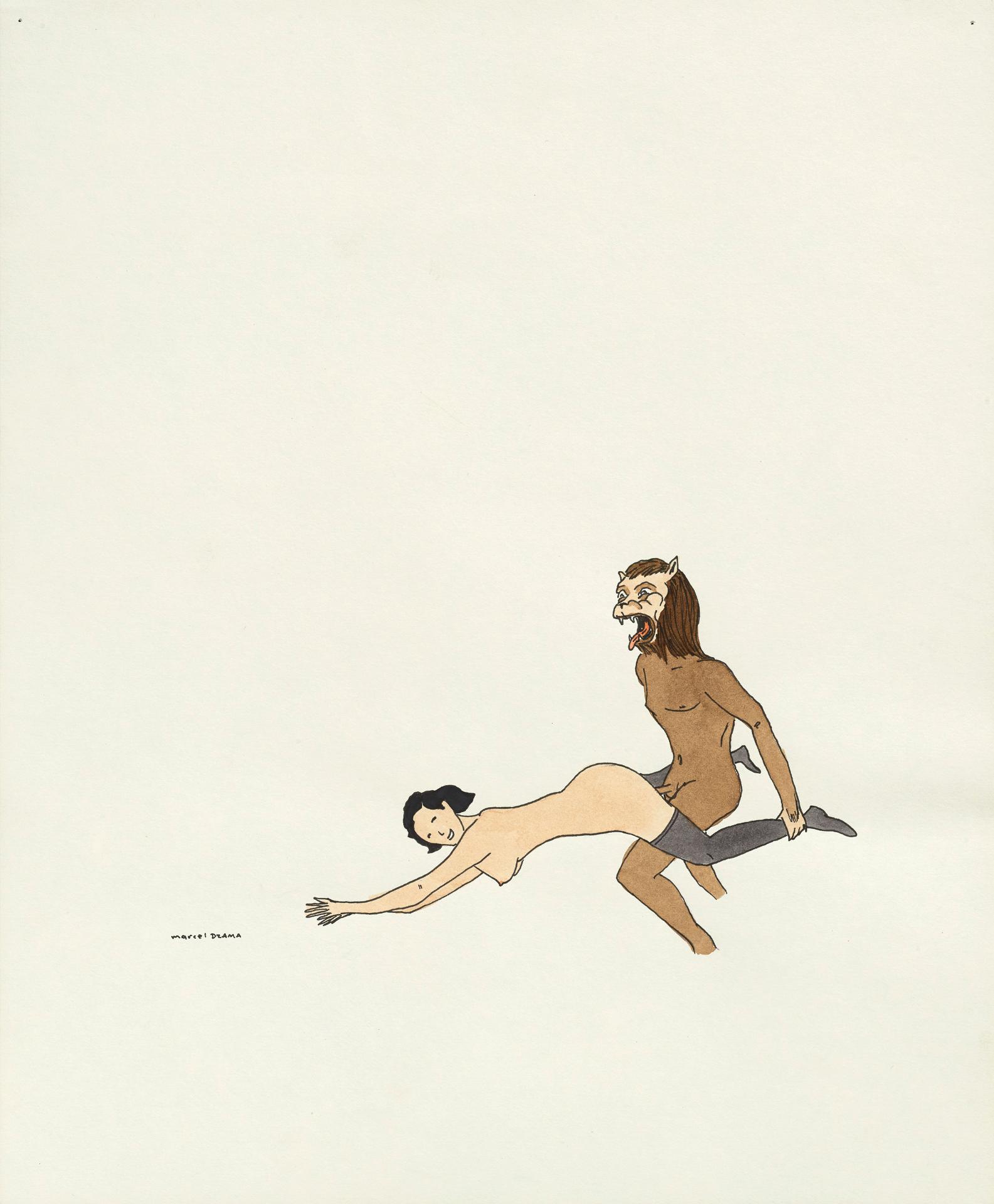 Marcel Dzama (1974) - Marcel Dzama, Untitled (Woman and Minotaur), 2001