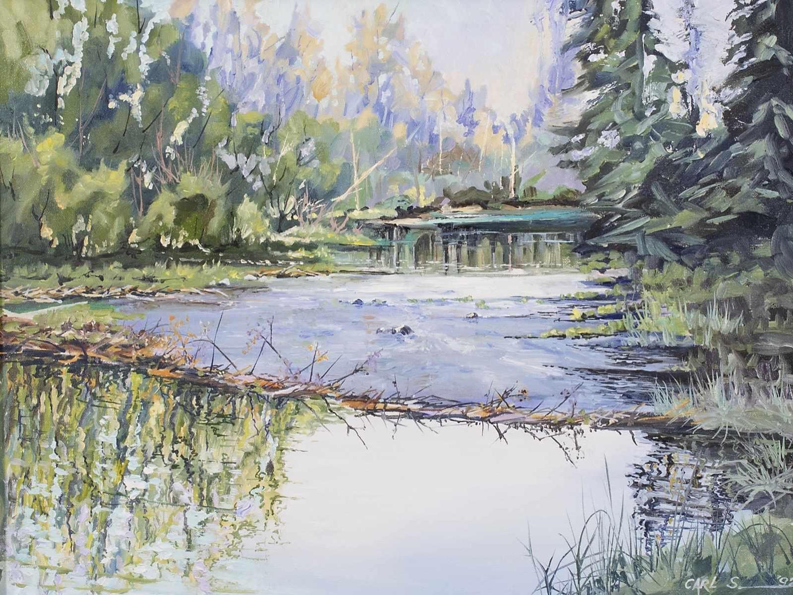 Carl Schlademan (1940) - Peaceful Pond; 1992