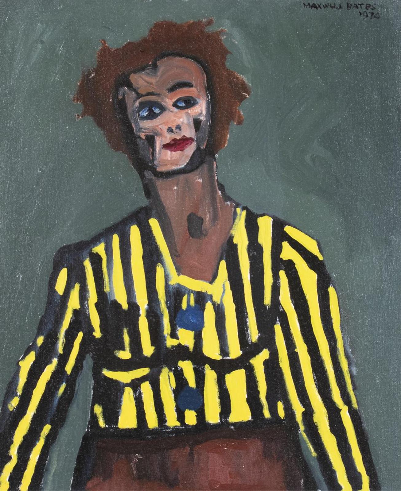 Maxwell Bennett Bates (1906-1980) - Woman In Striped Dress; 1974