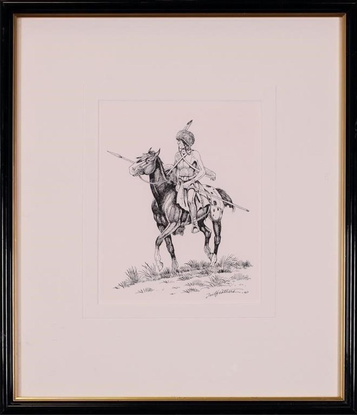 Gerald T. Tailfeathers (1925-1975) - Untitled, Mounted Rider