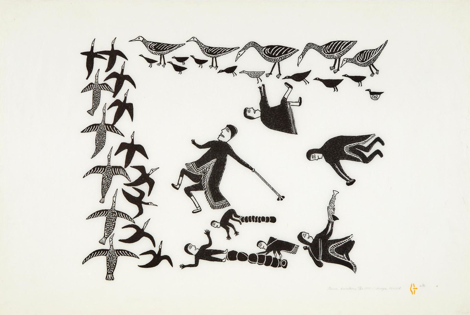 Jessie Oonark (1906-1985) - Geese Hunting, 1977