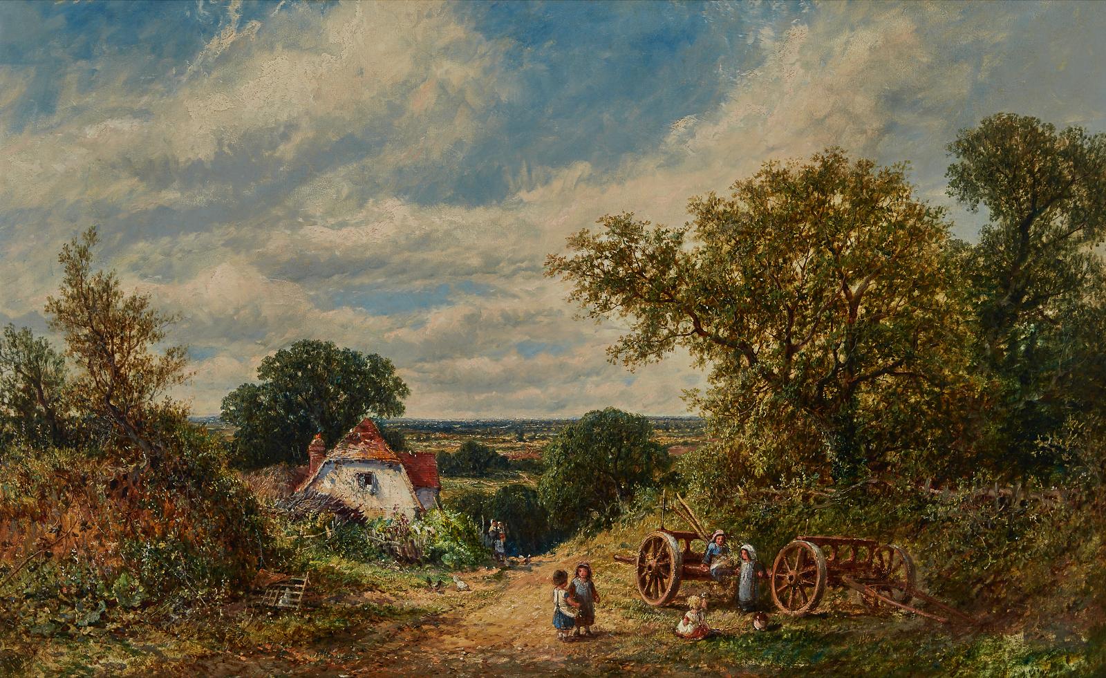 James Edwin Meadows (1828-1888) - Landscape In Sussex With Farm Wagon