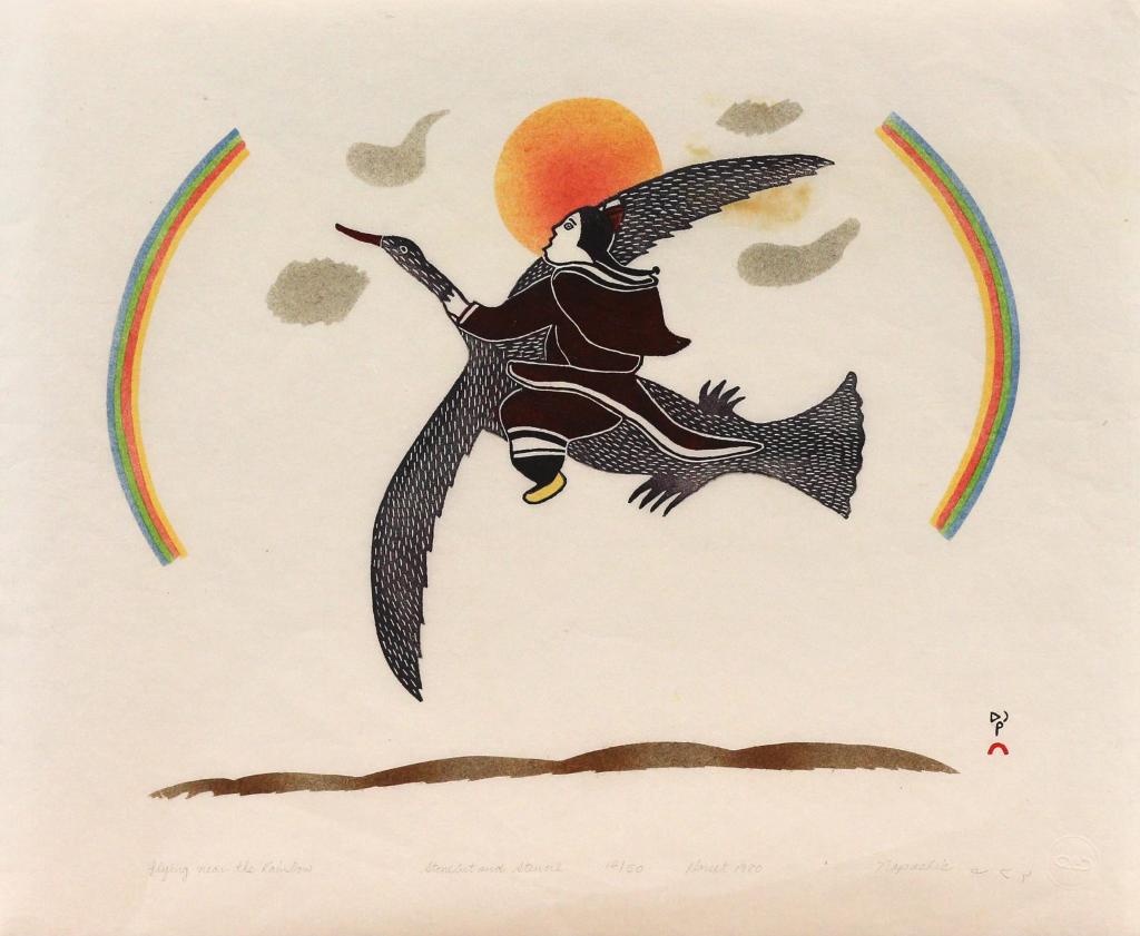 Napatchie Pootoogook (1938-2002) - Flying Near The Rainbow; 1980