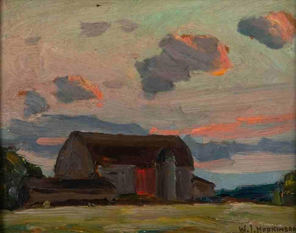 William John Hopkinson (1887-1970) - Untitled (barn at sunset)