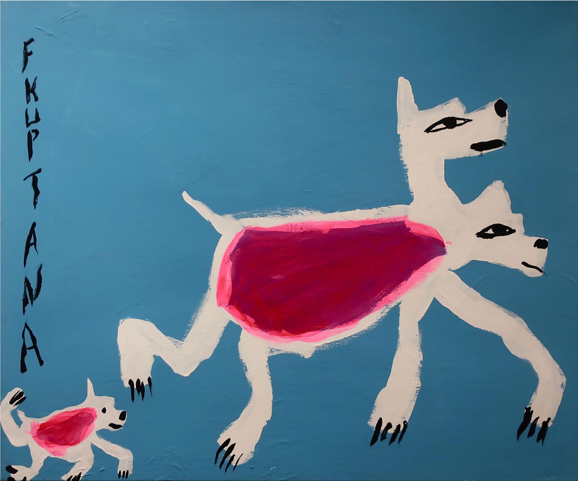 Floyd Kuptana (1964-2021) - Untitled (Two-Headed Wolf With Pup)